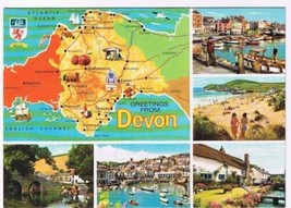 United Kingdom UK Postcard Devon Multi View Boats Beach Houses Bridge - $2.96