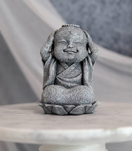 Feng Shui Meditating Japanese Buddha Jizo Monk With Prayer Beads On Lotus Statue - £14.42 GBP
