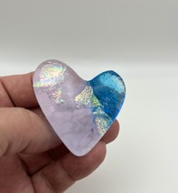 Handmade Dichroic Glass Heart Object de Arté Keepsake- “You Are Loved&quot; #... - $45.00