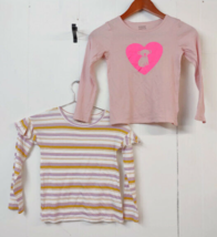 Harper Canyon LOT OF 2 Girls&#39; 6 Long Sleeve T Shirts Stripes Heart Graph... - $19.34