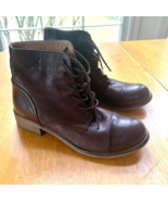 Creator Ankle Leather Booties Boho Chic Brown Lace Up Boots Shoes, Size 38 - €38,26 EUR