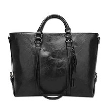  Women Shoulder Bag Fashion Woman Handbags Oil Wax Leather Large Capacity Tote B - £41.70 GBP