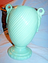 Vintage Haeger Aqua Swirl Pattern-Swan Double Handled Vase-8 1/2 inches ... - £31.11 GBP