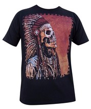 Spirit of a Nation Native American Chief Men&#39;s Black T-shirt Indian Lowbrow Art - £22.92 GBP