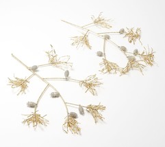 Martha Stewart Set of 2 Beaded Pinecone Branches in Gold - £28.59 GBP