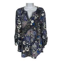 Notations Women&#39;s 3/4 Sleeved Floral Paisley Design V-Neck Blouse Size Large - £26.06 GBP