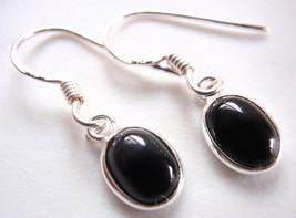 Black Onyx Regular Ovals 925 Sterling Silver Dangle Earrings New Oval El... - $9.89