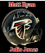 MATT RYAN &amp; JULIO JONES AUTOGRAPHED SIGNED ATLANTA FALCONS MINI HELMET w... - $245.46 CAD