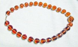 Vintage Chunky Amber Glass Bead Necklace 16 Inches Long - $17.95
