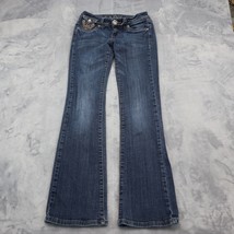 LA Idol Pants Womens 3 Blue Bootcut Low Rise Denim Button Zip Embroidered Jeans - £23.26 GBP