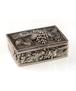 Silver Pill Box with Repousse Graps and other Motifs Adorable! - £77.61 GBP