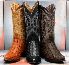 Mens Crocodile Boots Rodeo Cowboy Western Back Cut Pattern Genuine Leath... - $108.99