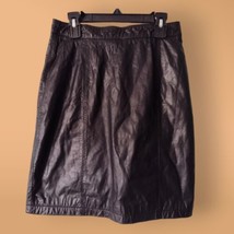 Vintage Wilsons Leather Size 8 Lined Mini Pencil Skirt Black Snap Biker ... - $29.69