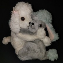 VTG Dakin 1978 Poodles Plush 2 Hugging Puppy Dogs Gray White Lot Stuffed Animals - £26.87 GBP