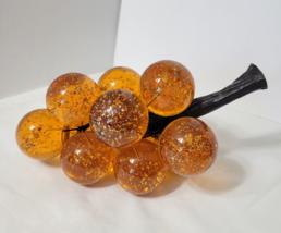 Vtg Lucite Acrylic Orange Grape Cluster Silver Confetti Glitter Fleck 1.... - $64.14