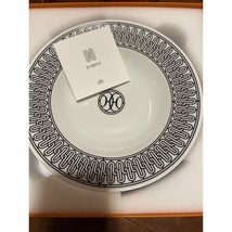 Hermes H Deco Suppenteller 22 cm weiß schwarz 2er-Set Porzellan-Dinner - £360.98 GBP