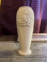 Vintage Lenox Rose Blossom Bud Vase Porcelain 24K Gold Trim Ivory Cream 7.5&quot;  - £11.63 GBP