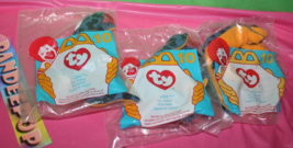 Ty Teenie Beanie Babies McDonald&#39;s Happy Meal Toys 3 Pc Lizz lizard Seal... - $19.79