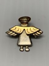DM Gold Tone Angel Tie Lapel Pin Brooch Estate Fashion Jewelry Find Halo KG - $7.91