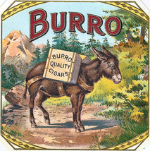 Burro Vintage Cigar Box Tobacco Label Print Donkey Burro Animal Art Print 8x8   - £19.60 GBP