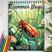 Summer Bugs Spiral-Bound Coloring Book for Adult, Easy and Stress Relief - £14.65 GBP