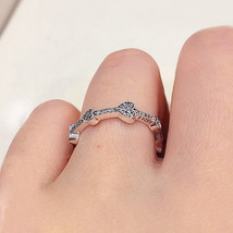 925 Sterling Silver / Rose Gold , Alluring Hearts Ring With Clear CZ Ring - $17.50