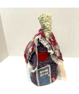 Rare Vintage Handmade Fabric Tissue Box Cover Shape of House Chimney Ope... - $22.50