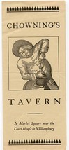 Chowning&#39;s Tavern Bill of Fare Menu Flyer and Card Williamsburg Virginia 1960s - £17.40 GBP