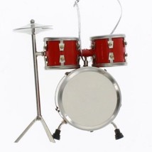 Miniature Red Drum Set Musical Instrument Realistic Ornament Drummer Gift - £9.57 GBP