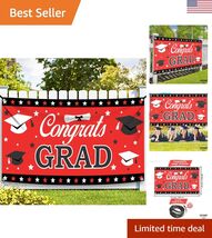 XtraLarge Congrats Grad Banner Red - 72x44 Inch | Graduation Banner Clas... - $38.00