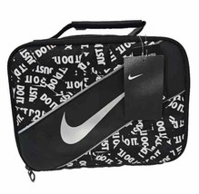 Nike Insulated Lunch Bag Logo Swoosh Zipper Handle Black White New - £10.08 GBP