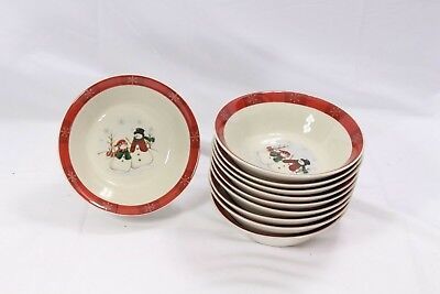 Royal Seasons Christmas Snowmen Soup Cereal Bowls 7&quot; Set of 12 Xmas - $19.59