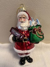 Kurt Adler Glass Christmas Ornament Santa With Hershey Bar And Kisses - £22.56 GBP