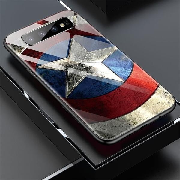 Primary image for Marvel Captain America Shield Tempered Glass Case Samsung Galaxy S20 S10 S9 S8..