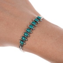 5.5&quot; Vintage Navajo Curio Sterling and turquoise row cuff bracelet - £105.84 GBP