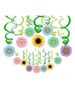 30  Sun Flowers Hanging Swirl Decorations Baby shower decoration Birthda... - £8.11 GBP
