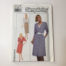 Simplicity 9249 Size 6-14 Misses&#39; Miss Petite Mock-Wrap Dress in Two Lengths - £10.11 GBP