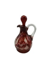 Vintage Egermann Czech Bohemian Ruby Red Cut to Clear Cruet Crystal Pitcher  - £27.15 GBP