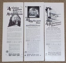 Lot of 3-1920s/30s WHITE STAR LINE Print Ads Mediterranean, Adriatic Lapland B1Q - £3.88 GBP