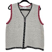 Christopher Banks 2004 Y2K Chunky Knit Zip Vest Textured Boho Coastal XL... - $21.99