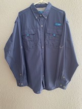 TUNA Fishing Shirt Size XL Blue Short Sleeve Vented Button Front Water R... - $16.71