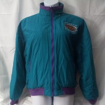 Vintage 1996 Super Bowl XXX Swingster Jacket Coat Turquoise Purple Fleece Lined - £47.06 GBP