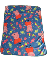 Peppa Pig Blue Pink Candy Lollipop Sucker Throw Blanket Girls Fleece 45” X 52” - £39.56 GBP