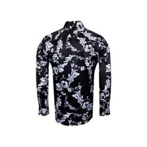 Mens Oscar Banks Brand Name Turkey Shirt Satin Floral European 6425 Black white image 3