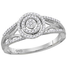10k White Gold Round Diamond Cluster Bridal Wedding Engagement Ring 1/5 Ctw - $320.00
