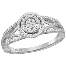 10k White Gold Round Diamond Cluster Bridal Wedding Engagement Ring 1/5 Ctw - £257.36 GBP