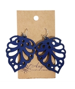 Indigo Butterfly Wings Wood Drop Earrings - $12.00