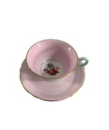 Vintage Copelands Grosvenor China England Tea Cup Saucer Pink Rose Gold ... - $24.75