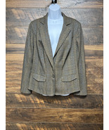 Lane Bryant Blazer Jacket Size 14 Brown Plaid Lined Academic Collegiate ... - $20.89