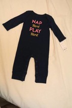 Carter&#39;s Nap Hard Play Hard Coverall Girl 3 mos. Jumpsuit 1-Piece Blue baby gift - £7.88 GBP
